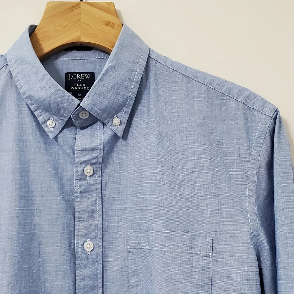 J. Crew Flex Washed Cotton Blend Slim Fit Long Sleeve Button Down Shirt Medium